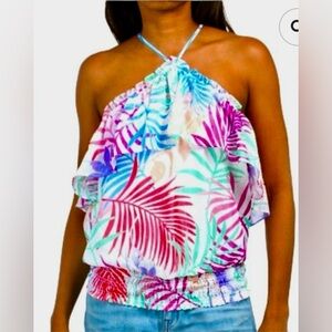Ramy Brook Jules Printed Tropical Tank Top Women’s Size L